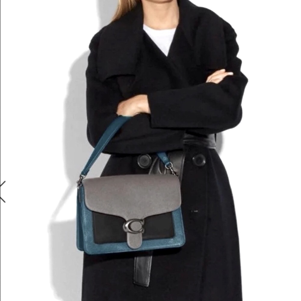 Coach Tabby Color Block Blue Grey Shoulder Bag - Picture 3 of 16